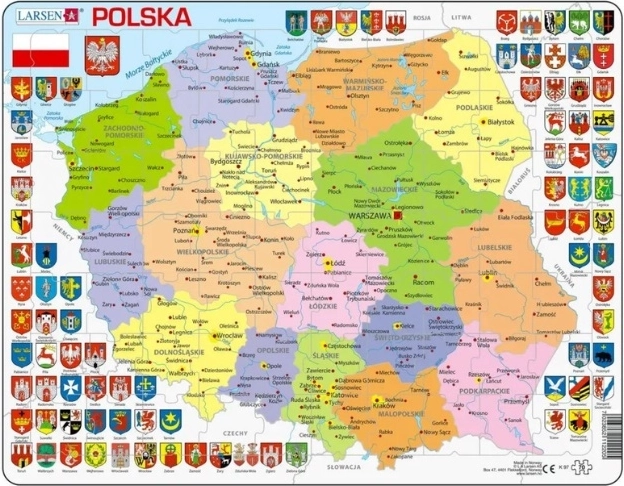 Larsen carte politique de la Pologne – puzzle éducatif sur support