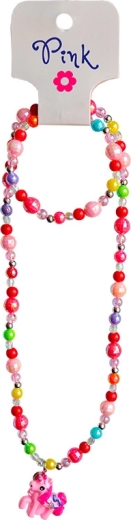 Collier avec pendentif poney rose