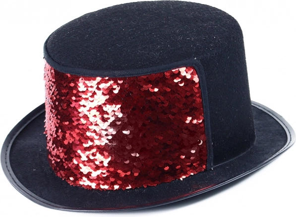 Chapeau à paillettes réversibles rouge et vert pour adultes