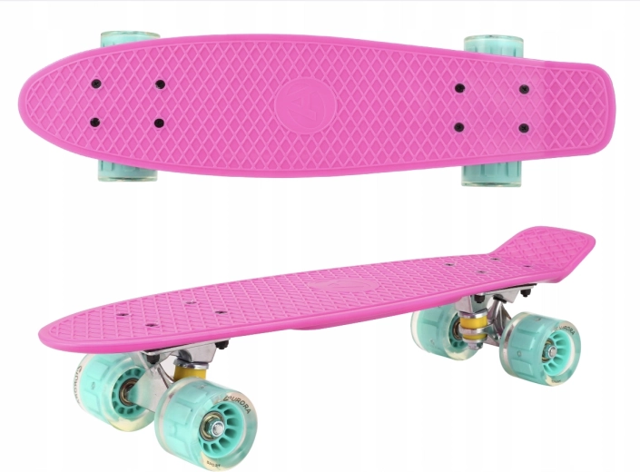 Penny board en plastique avec roues lumineuses Pink Mint