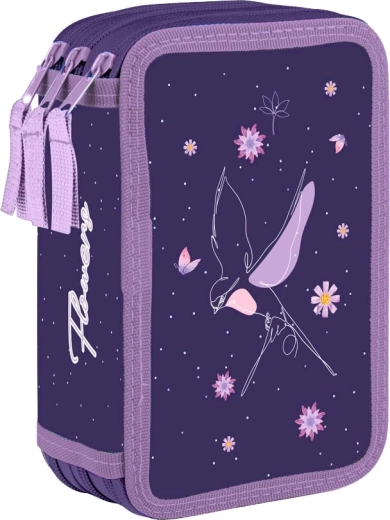 Trousse scolaire à trois étages Flowers – vide