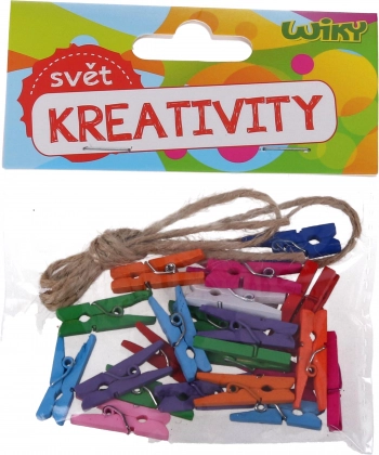Mini pinces colorées 2,5 cm avec ficelle, 25 pcs