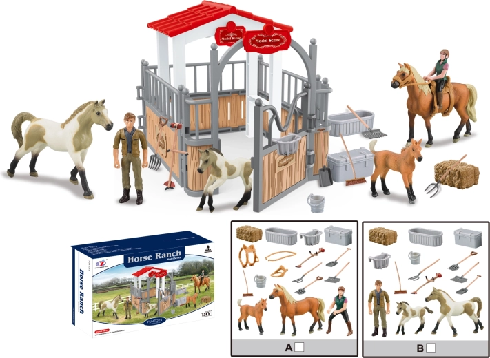 Animaux de la ferme – petite piste équestre avec accessoires (2 types)