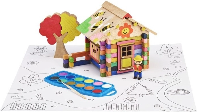 Jeujura – maquette en bois de maisonnette à peindre (85 pièces)