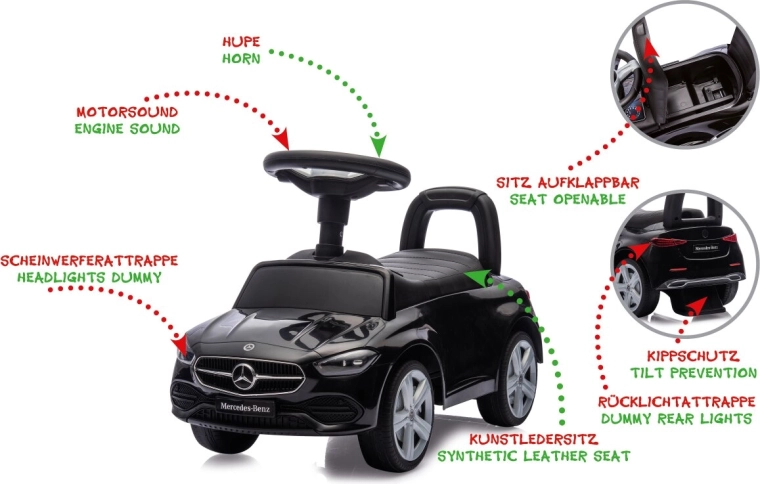 Porteur enfant Mercedes-Benz C-Class 2-en-1 noir