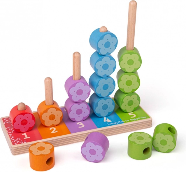 Jeu d’empilage en bois fleurs colorées BIGJIGS