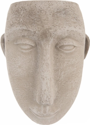 Cache-pot suspendu en béton en forme de tête, gris, 15 × 10 × 19 cm