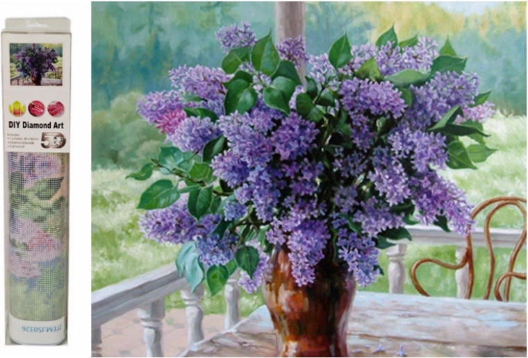 Mosaïque diamant lilas dans un vase - 1 pièce