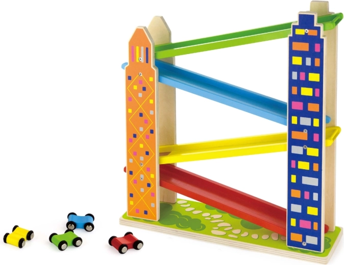 Piste en bois avec petites voitures