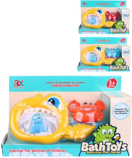 Set de pêche pour le bain avec épuisette et animaux gicleurs