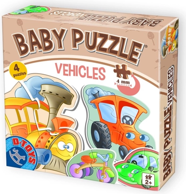 Puzzle bébé véhicules 4-en-1 (2–4 pièces) de D-Toys