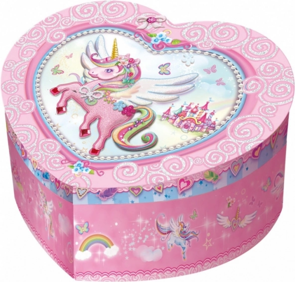 Pecoware boîte à musique cœur avec motif de licorne