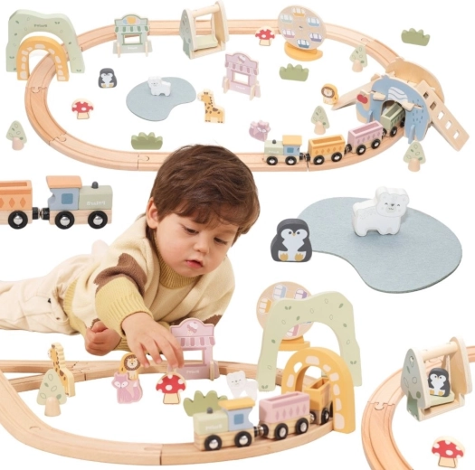 Viga circuit de train en bois 62 pièces