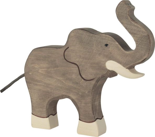 Éléphant en bois Holztiger avec la trompe relevée - 1 pièce