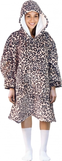 couverture sweat à capuche chauffante COZY NOXXIEZ avec imprimé léopard