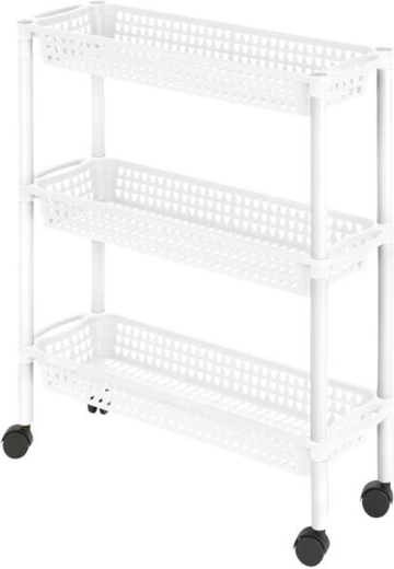 Étagère en plastique Heidrun sur roulettes avec 3 paniers 60 × 18 × 61 cm (assortiment de couleurs)