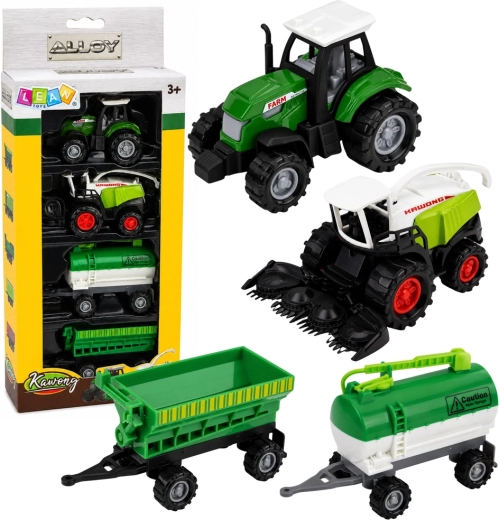 Ensemble de véhicules agricoles avec tracteur, ensileuse et citerne 1:68 (4 pcs)