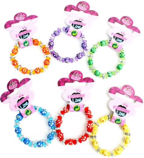 Bracelet élastique pour enfant avec perles en bois et en plastique - 1 pièce