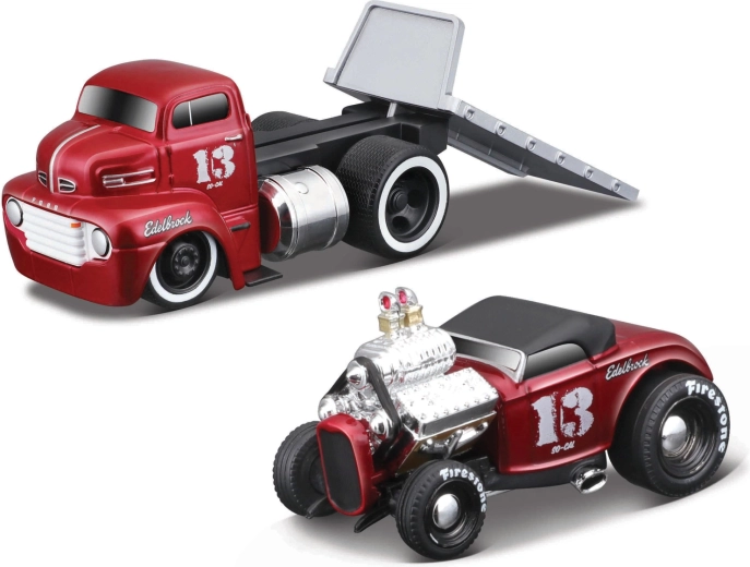Maisto Muscle Transports 1950 Ford COE Flatbed avec Ford Roadster 1:64