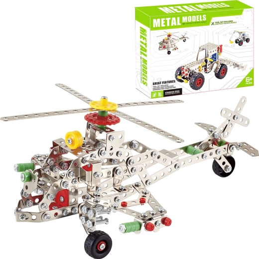 Jeu de construction métallique hélicoptère, 361 pièces