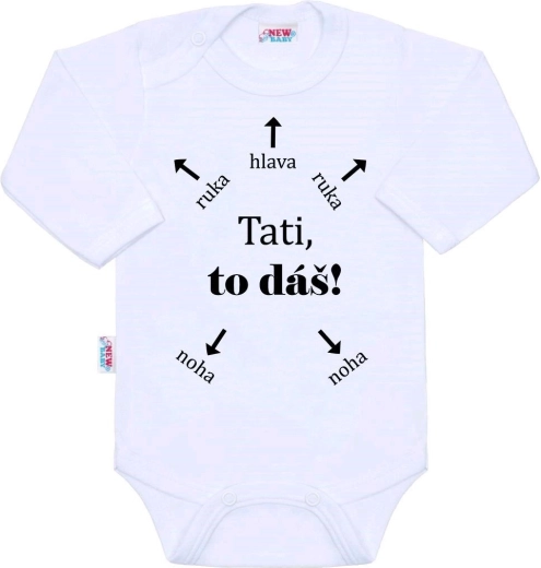 Body bébé en coton à manches longues NEW BABY – Papa, tu vas y arriver !