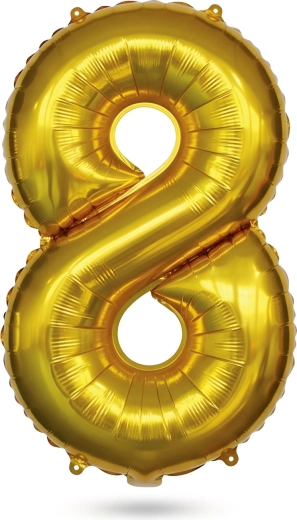 Ballon en aluminium doré en forme de chiffre 8, 84 cm