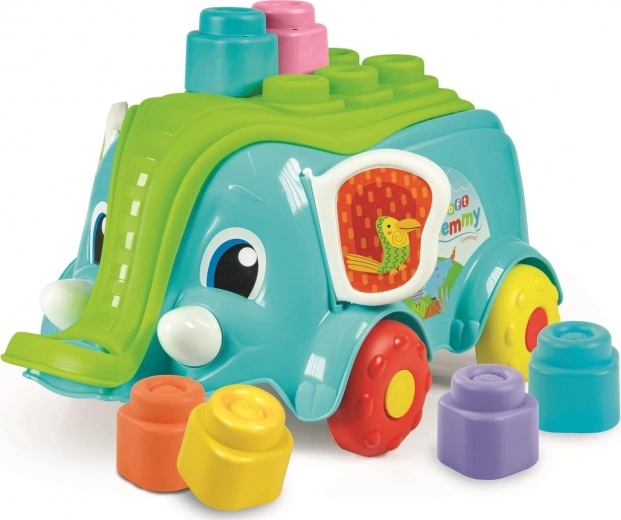 CLEMENTONI Soft Clemmy Petit chariot éléphant avec 10 cubes