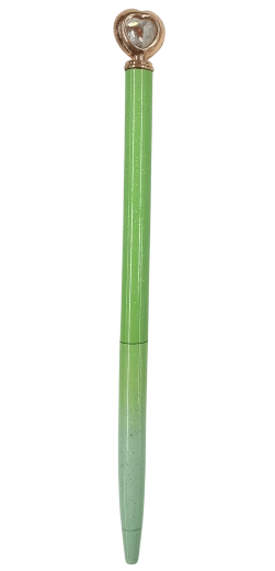 Stylo métallique 16 cm avec motif cœur et décor diamanté