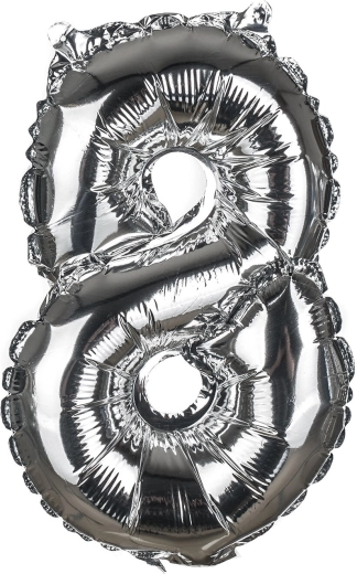 Ballon en feuille chiffre 8, 30 cm – mélange or et argent