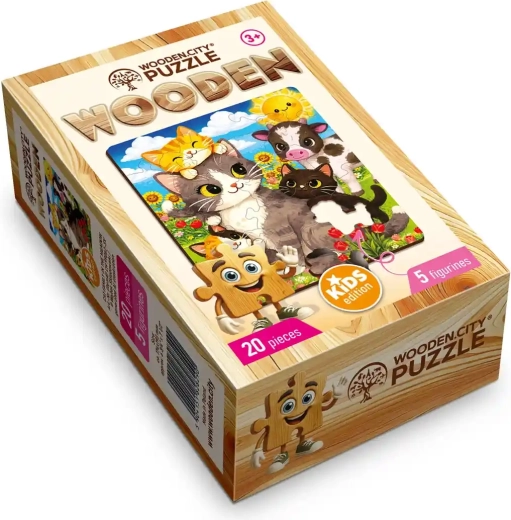 WOODEN CITY puzzle en bois prairie des chats 20 pièces