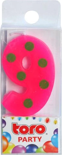 Bougie d’anniversaire chiffre 9 TORO, à piquer 4,5 cm