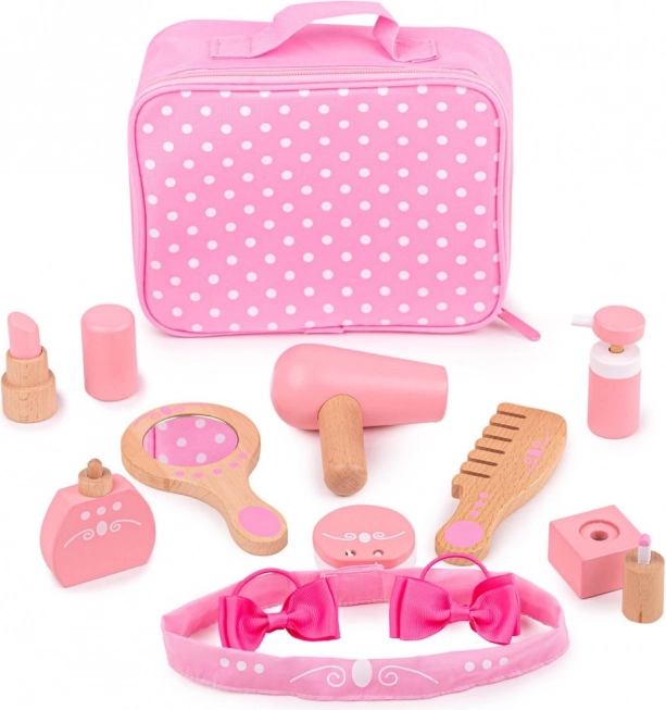 Bigjigs Toys coffret cosmétique en bois dans une valisette (11 pièces)