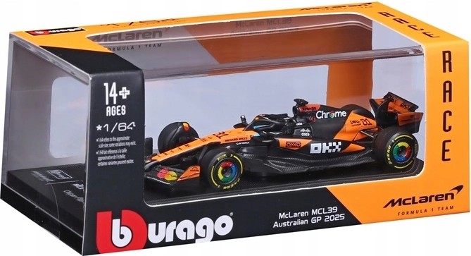 Modèle de collection BBU de la Formule McLaren MCL39 1:64 avec le pilote Oscar Piastri