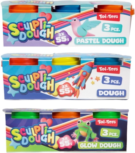 Pâte à modeler 3×55 g en pots, 3 types, dès 12 mois
