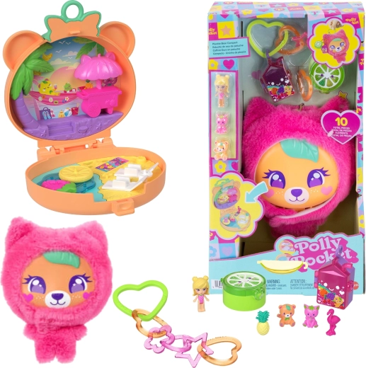 Polly Pocket coffret compact ourson en peluche avec figurines et accessoires