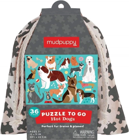 Puzzle Chiens dans un Sac en Tissu 36 Pièces