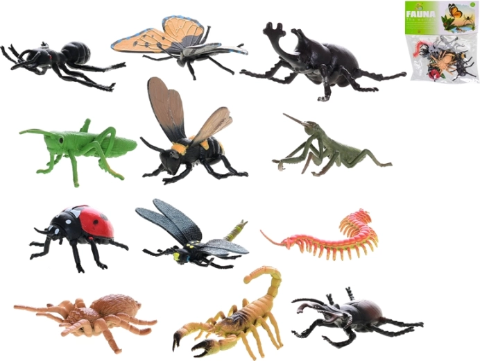 Set de figurines d’insectes 4–6 cm, 12 pcs en sachet