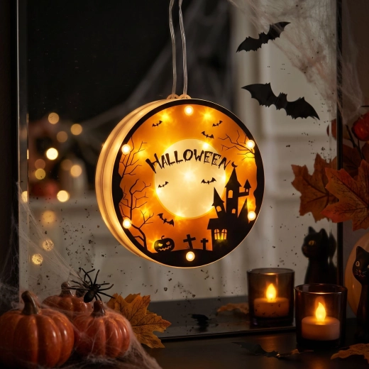 Lampe LED décorative 3D d’Halloween à piles
