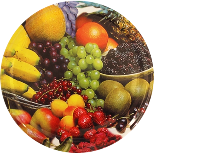 Couvercles pour bocaux avec motif banane 66 mm, 4 crans, 1100 pcs