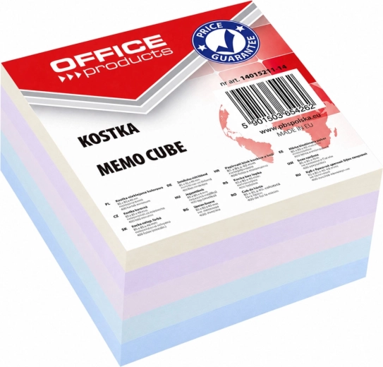 Cube de papier collé Office Products 85 × 85 × 40 mm, assortiment de couleurs - 1 pièce