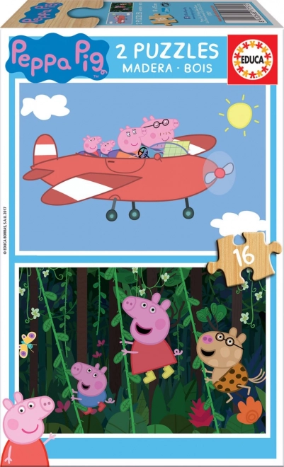 Puzzle en bois PEPPA PIG 2×16 pièces