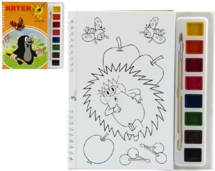 Coloriages La Petite Taupe avec peintures à l’eau et pinceau