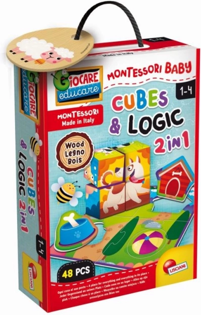 Cubes en bois Montessori avec animaux pour la logique