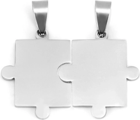 Pendentifs de couple en acier Puzzle – lisses, lot de 2