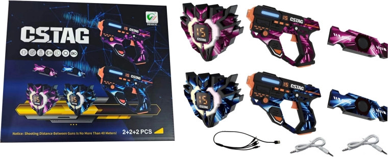 Ensemble de pistolets laser avec cibles et capteurs arrière à la ceinture