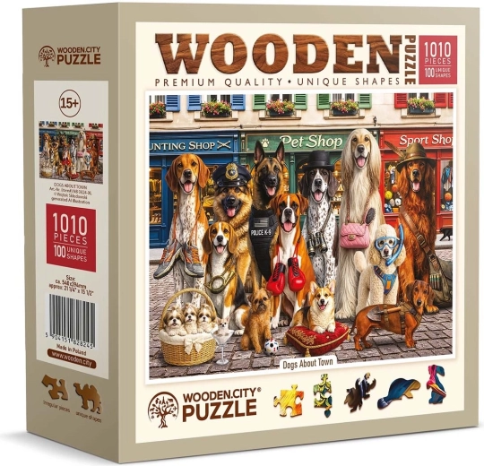 WOODEN CITY puzzle en bois Chiens en ville, 1010 pièces