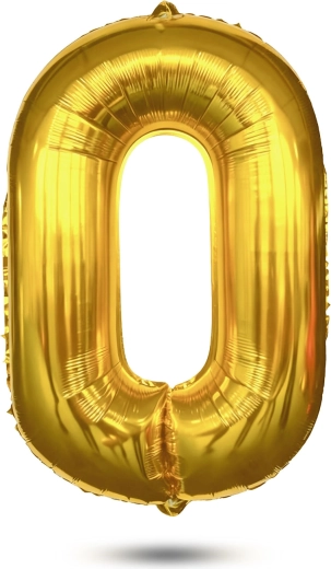 Ballon en aluminium doré en forme de chiffre 0, 75 cm