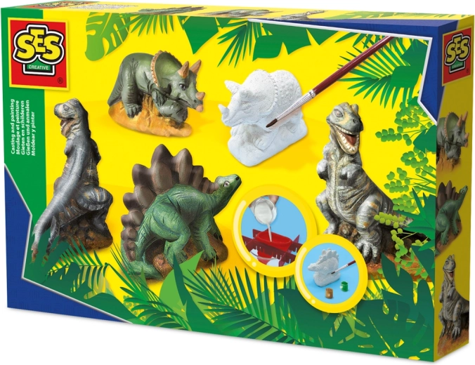 Trio de dinosaures en plâtre