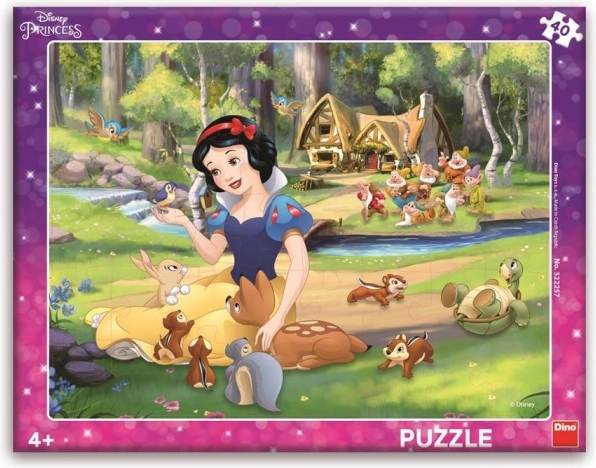Puzzle Blanche-Neige et les animaux 40 pièces sur planche