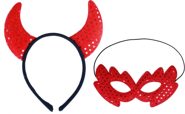 ensemble cornes de diable et loup à paillettes pour adultes